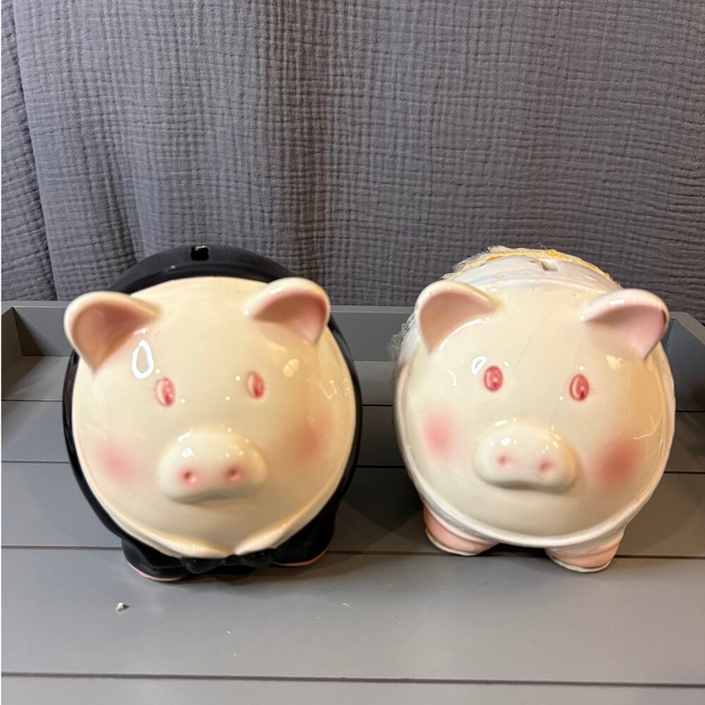 Bride & Groom Piggy Banks by Collections Set of 2